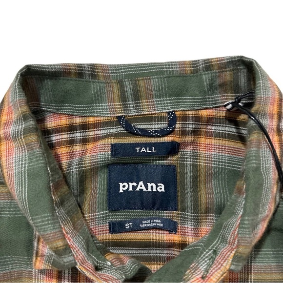 Prana Dolberg Flannel Shirt Tall Men Multicolor Plaid Check Long Sleeve Sz S NWT - Picture 10 of 16